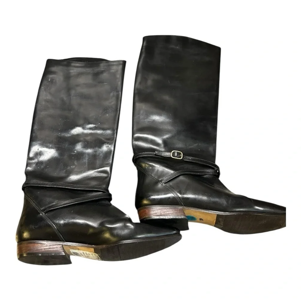 Guess black leather, vintage boots, straps and buckles, moto boots, vintage 90s